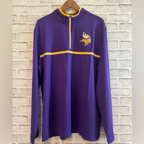 NWOT! Men’s Minnesota Vikings NFL purple LS 1/4 zip lightweight pullover XL - Picture 1 of 4